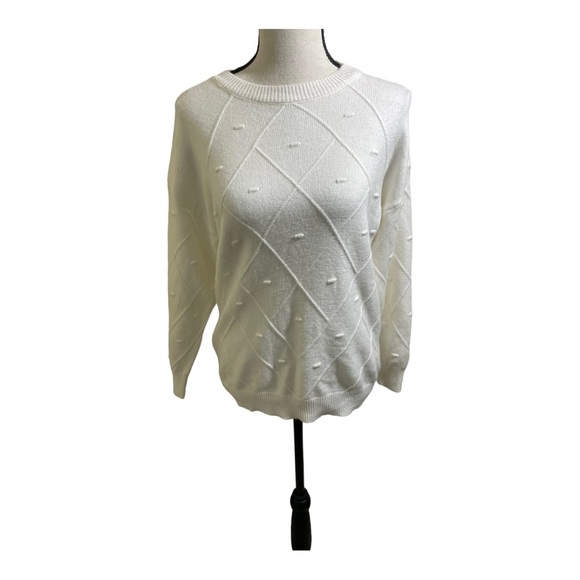 Sweater Viscose crewneck pom pom chevron pattern super soft. Fits medium… - Picture 3 of 10